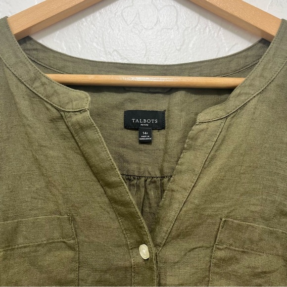 Talbots Linen Fit & Flare Shirt Dress Size 14P - Picture 3 of 6